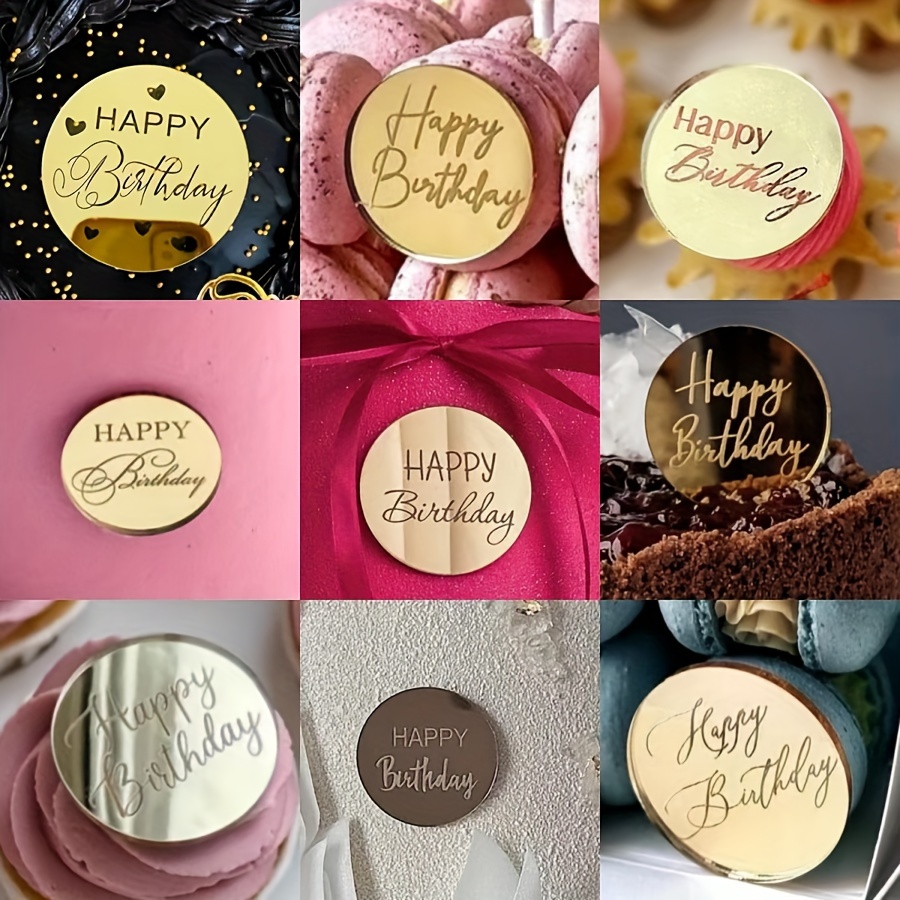 

9pcs/set Acrylic Happy Birthday Cake Toppers, Round Cake Decoration Set, Acrylic Toppers For Dessert Table, Cupcake Decor Kit