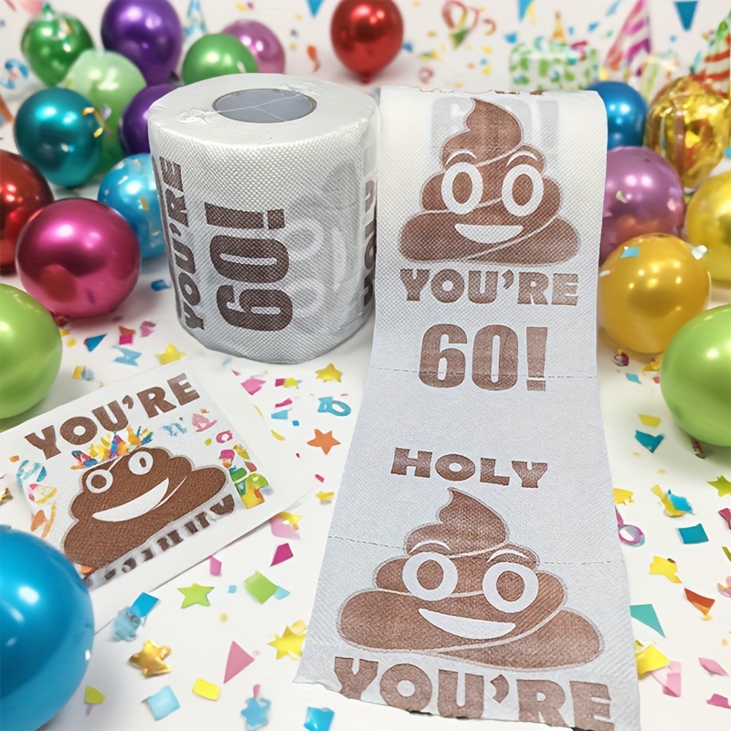 1pc poo poo birthday printed rolling   60th birthday gift for mom dad   youre 60 funny gift idea party supplies humorous design   print   print durable material   gag gift friends present family humor