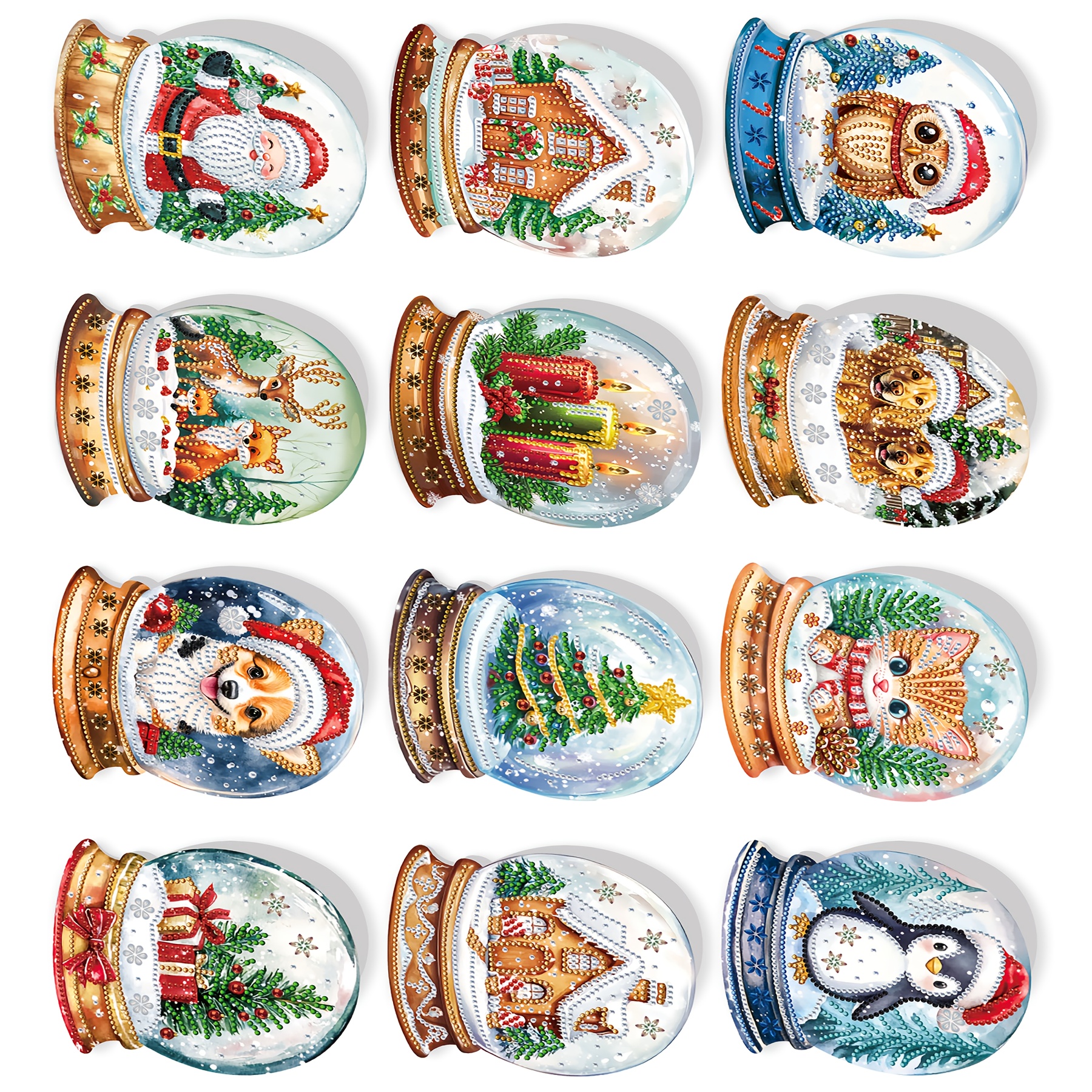 TEMU DIY Diamantschilderij Kerstkaarten - Set van 12 Stuks met 12 Enveloppen, Perfect Cadeau voor Vrienden en Familie