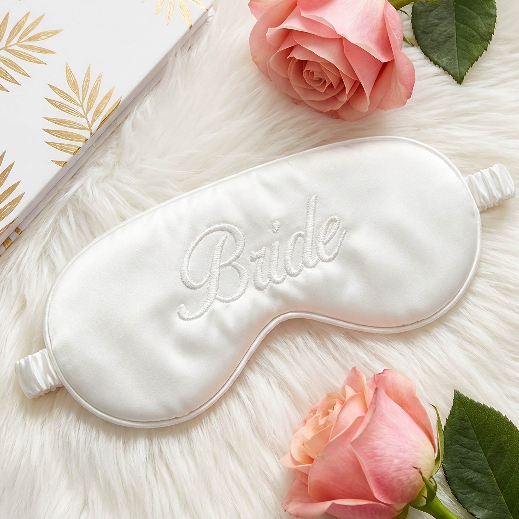 E-shop Braut Gestickte Augenmaske | Weiche, gemütliche Schlafmaske, Lichtblockierende Augenbinde, Erhältlich in Weiß, Rosa, Silber - Ideal für