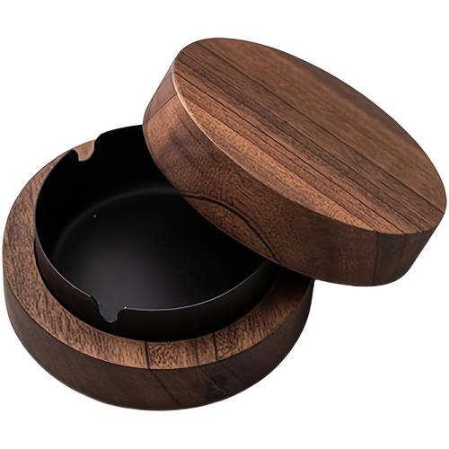 with lid made of wood windproof and odor resistant features random natural wood grain patterns bars living rooms offices and parties set of 2 1 base and 1 lid
