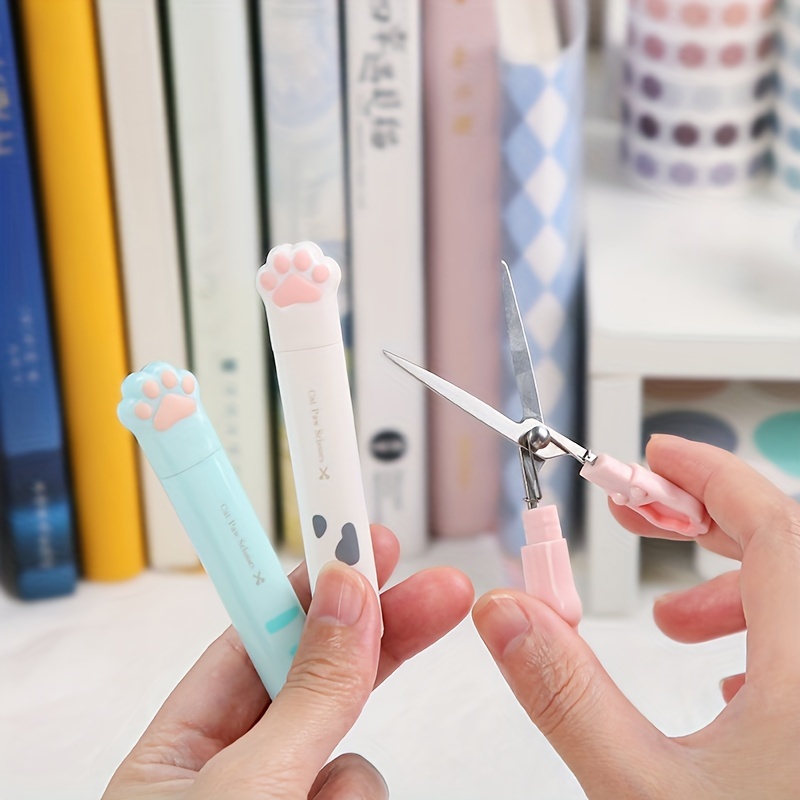 1 Pair of Cat Claw-Shaped Creative Cute Multi-Functional Stainless Steel Safety Scissors, Convenient Manual Cutting Tools for Back-to-School Use