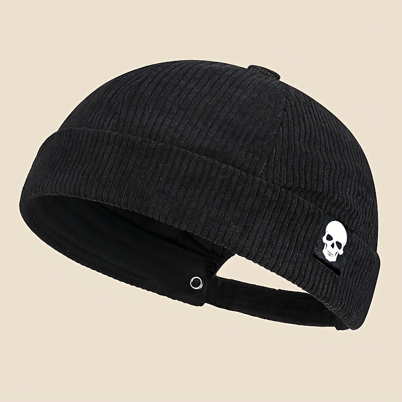 E-shop Unisex New Car Logo Totenkopf Trendige Retro Hip-Hop Vermieterhut Street Corduroy Hut Street Dance Japanischer-Style Melon Cap Plain Brimless