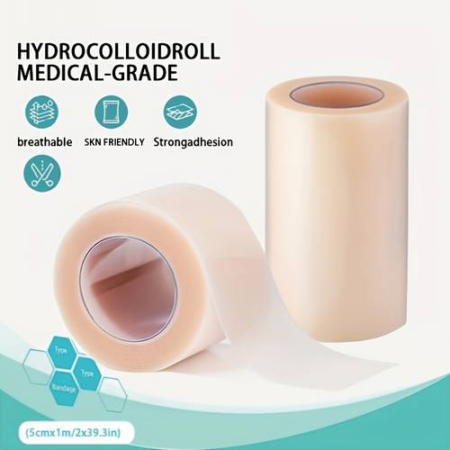 1 roll of 5cm 1m hydrocolloid bandage for wound care self ultra thin cut to size absorbs surface trauma non