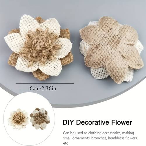 8pcs rustic burlap flower embellishments handmade natural jute flowers for crafts wedding table decorations and accents bouquet additions