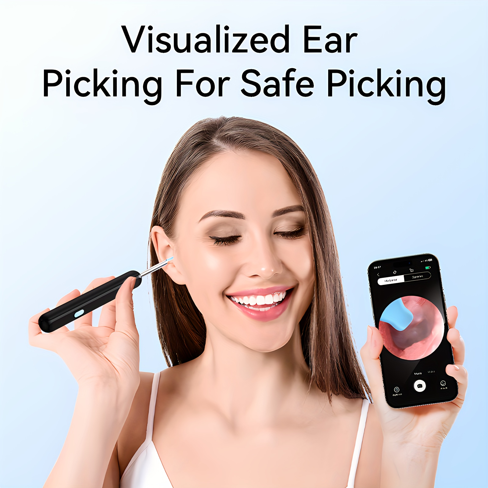 ear wax removal kit with camera light and 6 ear spoons rechargeable ear cleaner with lithium battery formaldehyde plastic and silicone construction safe and easy earwax removal tool for home use details 6