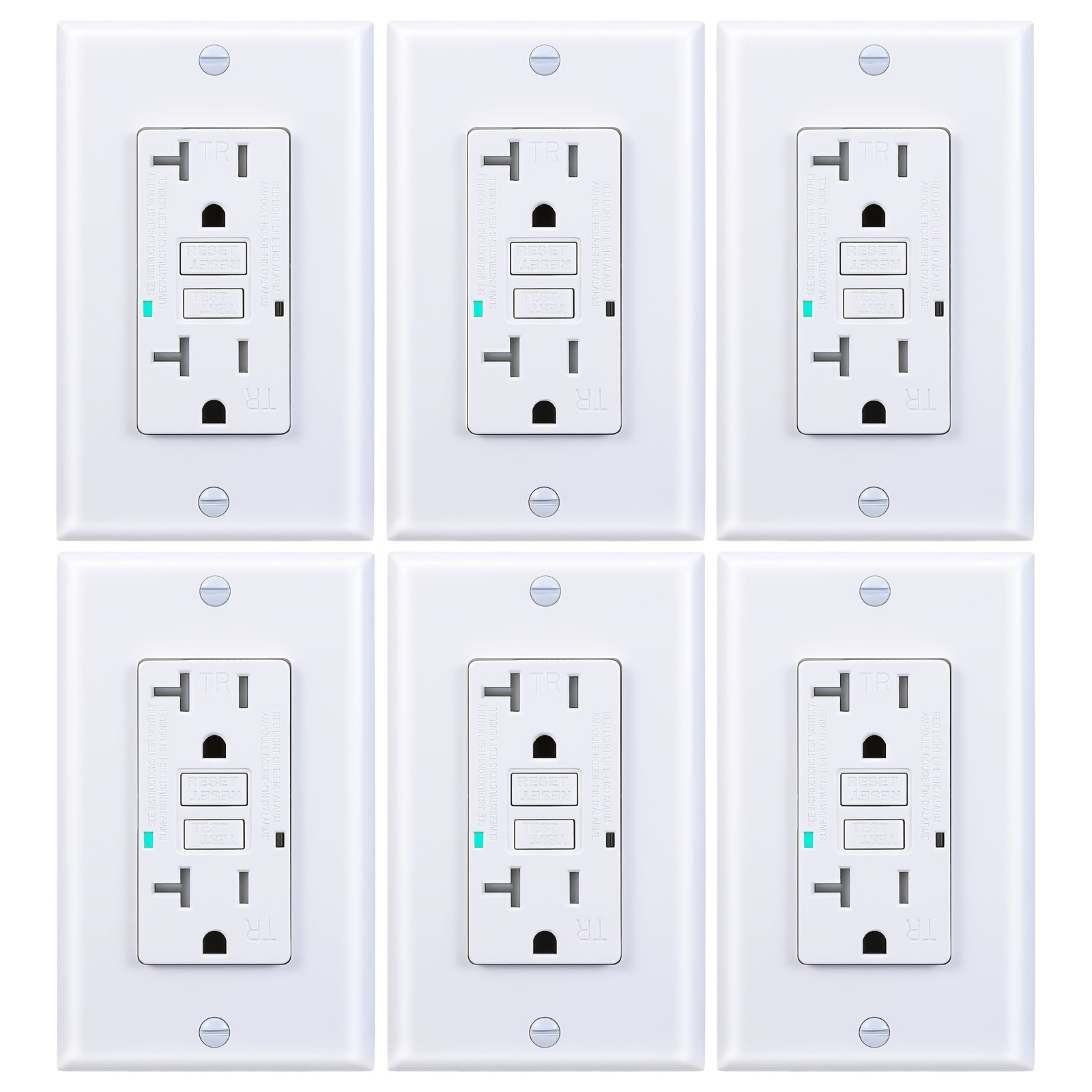 TEMU 20 Amp Gfci Outlet, Tamper-resistant, Receptacle Indoor Use, Led Indicator With Decor Wall Plates And Screws, White, Suitable For Kitchen