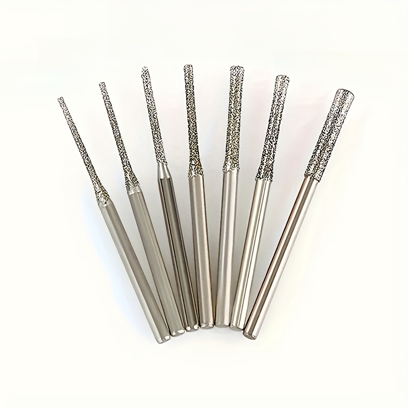 

7pcs Diamond Coated Drill Bits: 0.8/1/1.2/1.5/1.8/2/2.5mm Each With 2.35 Rod, Suitable For , Glass, Stone, Plastic