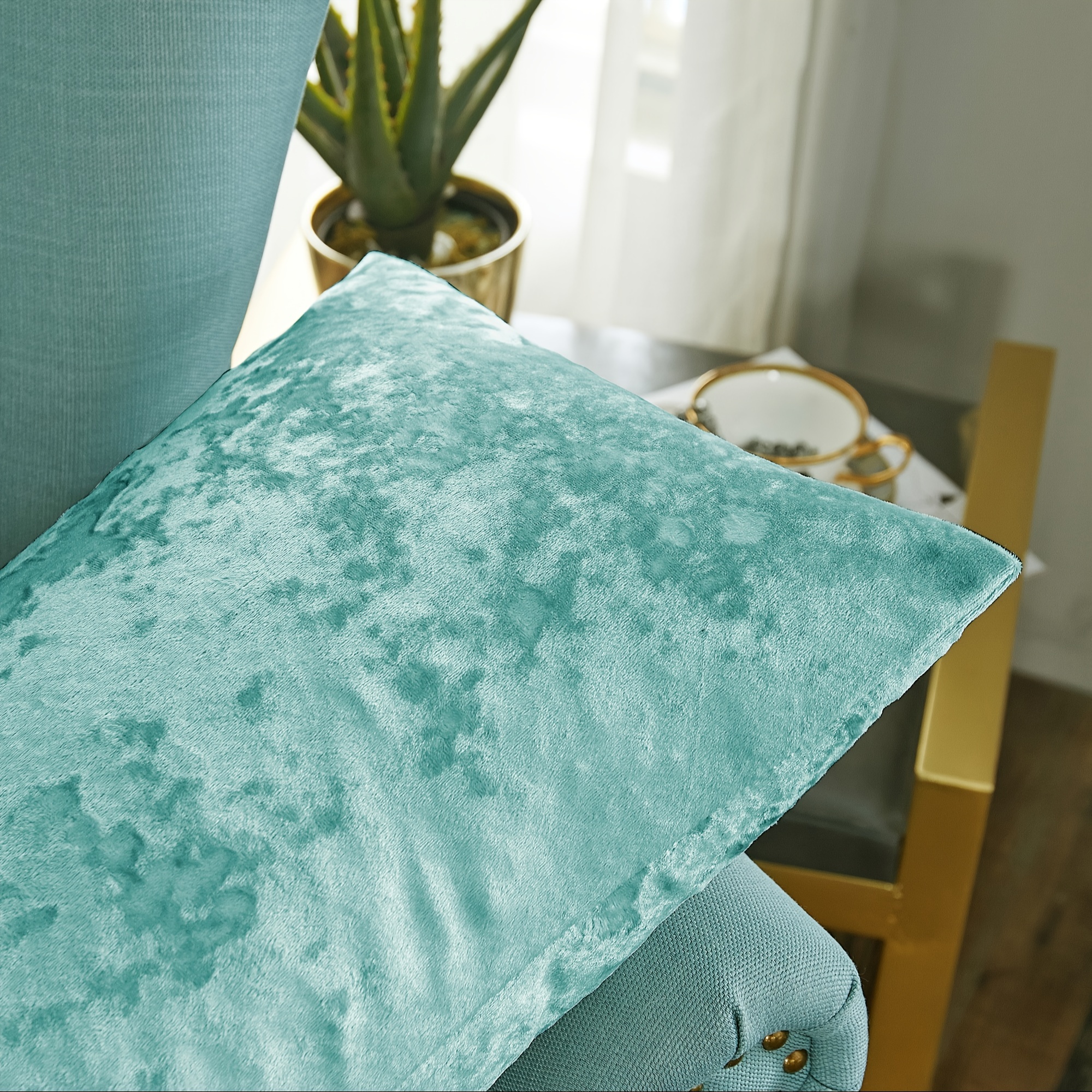 2pcs crushed velvet fuzzy soft decorative throw pillow covers set with double sided no insert stylish cushion cover for sofa couch chair living room bedroom decor Product details 4