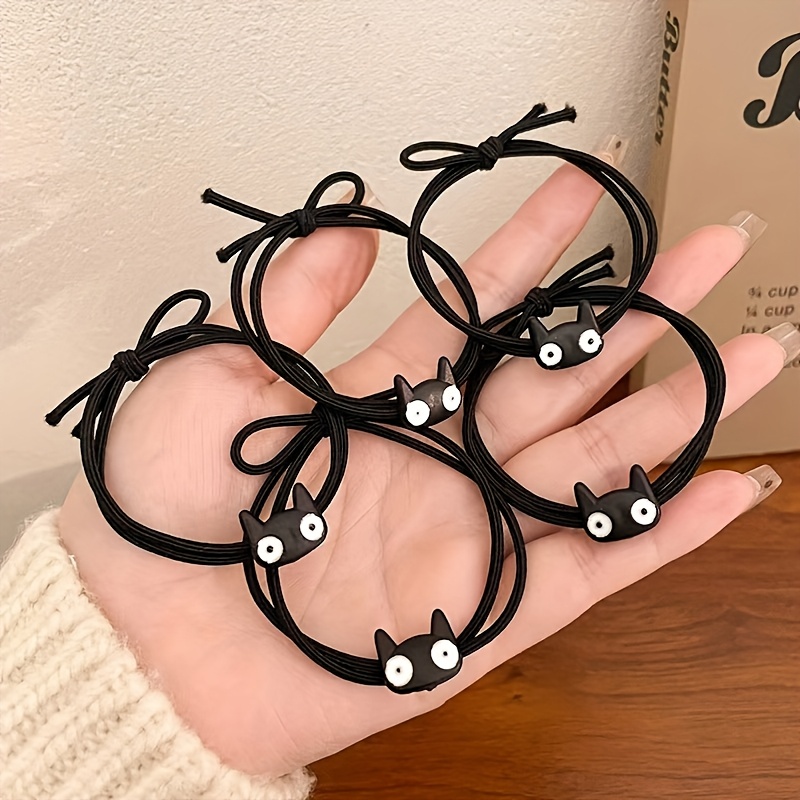 TEMU ¡5pcs de Gato Elástica WhimsyCat - Clip para de Caballo de Polímero para Damas y Casual, Diseño de Dibujo Lindo, !
