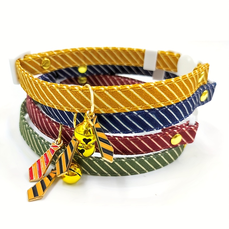 stripe cat collar lightweight cute adjustable cat collar with tie pendant suitable for wedding party decoration elegant style cat and kitten collar Product details 4