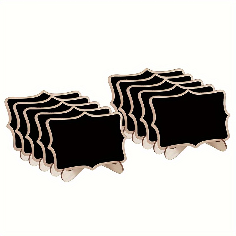 Image of 10pcs Mini Wooden Chalkboard Signs With Easel Stands - Perfect For Table Numbers, Food Labels, Wedding Cards & Event Decor, Seat Cards