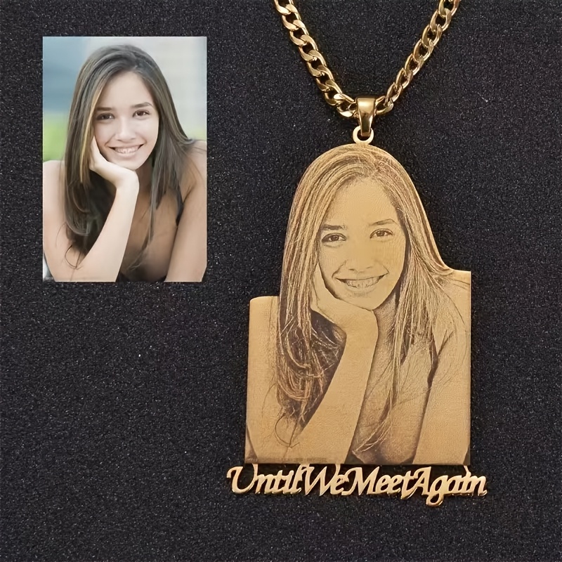 TEMU 1 Collar Personalizado con Foto y - Colgante de Personalizado con Cadena, Joyería Elegante de Estilo Bohemio para Mujeres, Ideal para ,