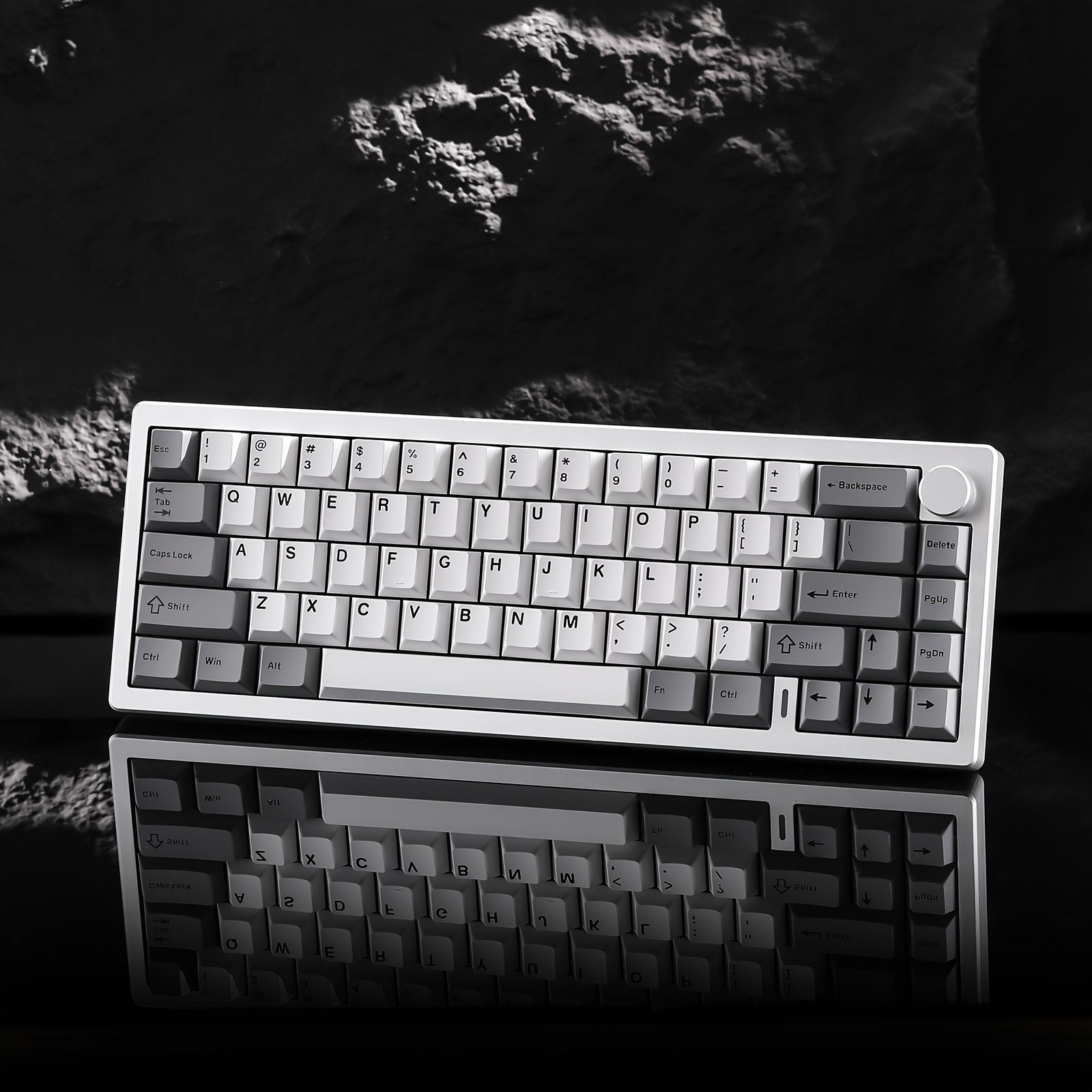 YUNZII AL68 Silvery Wireless Mechanical Keyboard, Full Aluminum CNC Gaming Keyboard, 65% Layout with Function Knob, QMK/VIA Support, Gasket Mounted Hot Swappable Keeb with Multi RGB Backlit, BT/2.4G/USB-C for Mac/Win