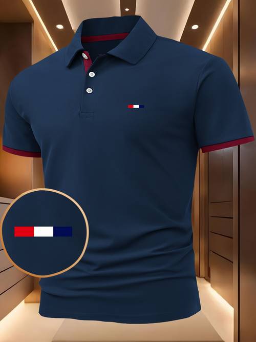 mens navy blue geometric print shirt casual summer short sleeve with collar button lightweight polyester fabric for outdoor activities casual summer wear stylish geometric pattern