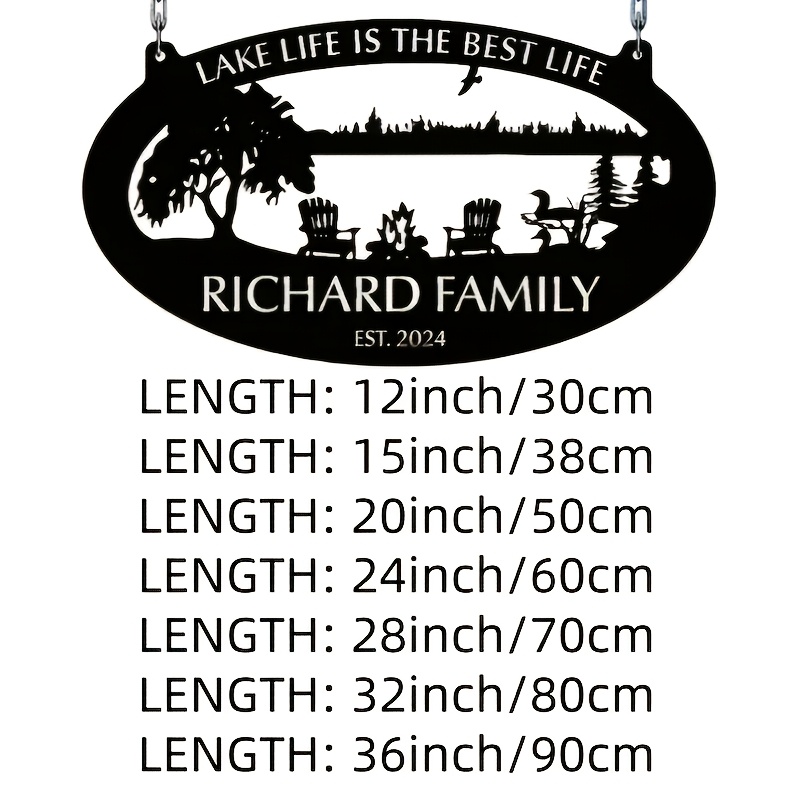 TEMU Plaque de porte en métal personnalisable pour au bord du - Nom de famille et année de création personnalisés - Plaque de porte de style ferme