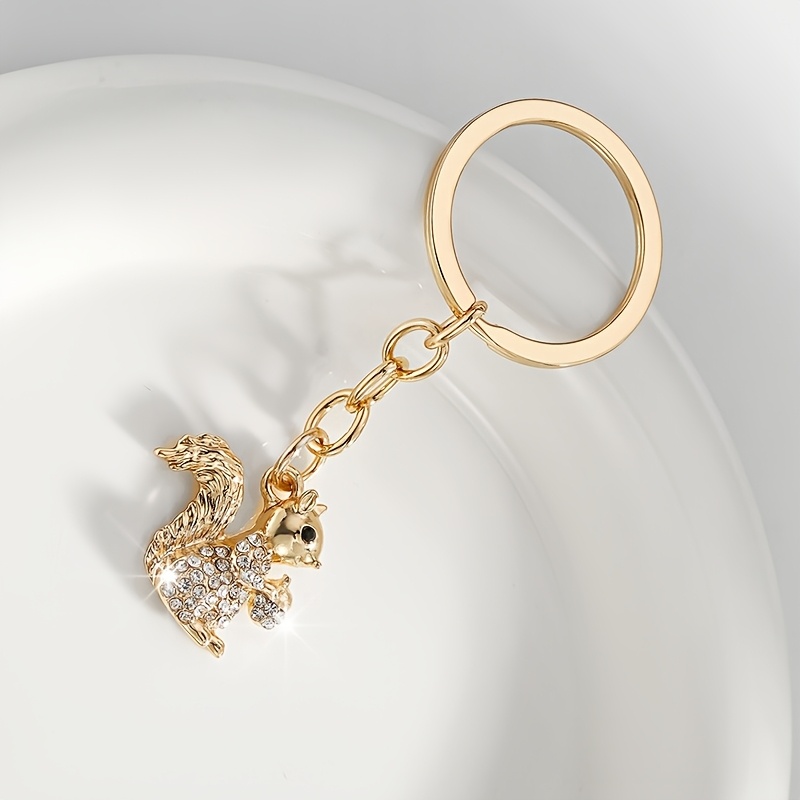 A Fashionable European And American Cute Rhinestone-encrusted Squirrel-shaped Women's Keychain Bag Charm Decoration