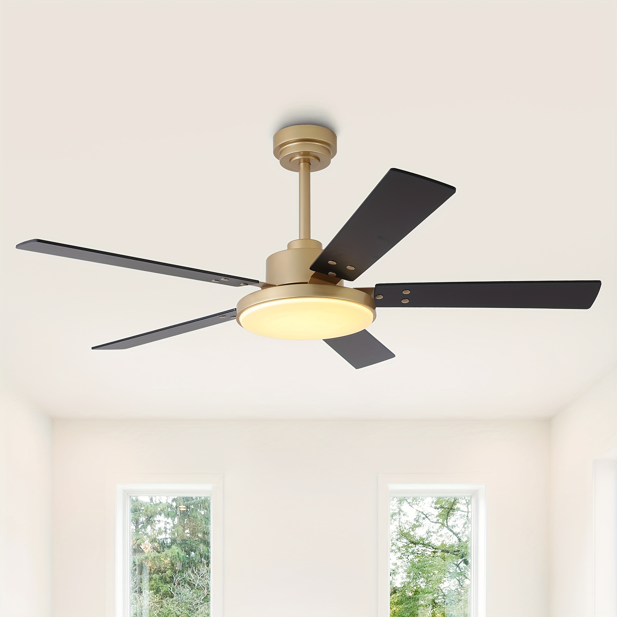 TEMU 52 In. Golden Downrod Ceiling Fan With Light And Remote