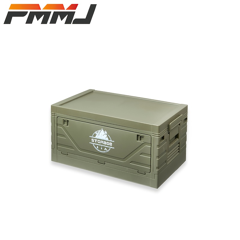 TEMU Pmmj 1pc Army Green Folding Outdoor Storage Box, Multifunctional Collapsible Container, Waterproof Storage Bin Used As Table & Seat, Portable