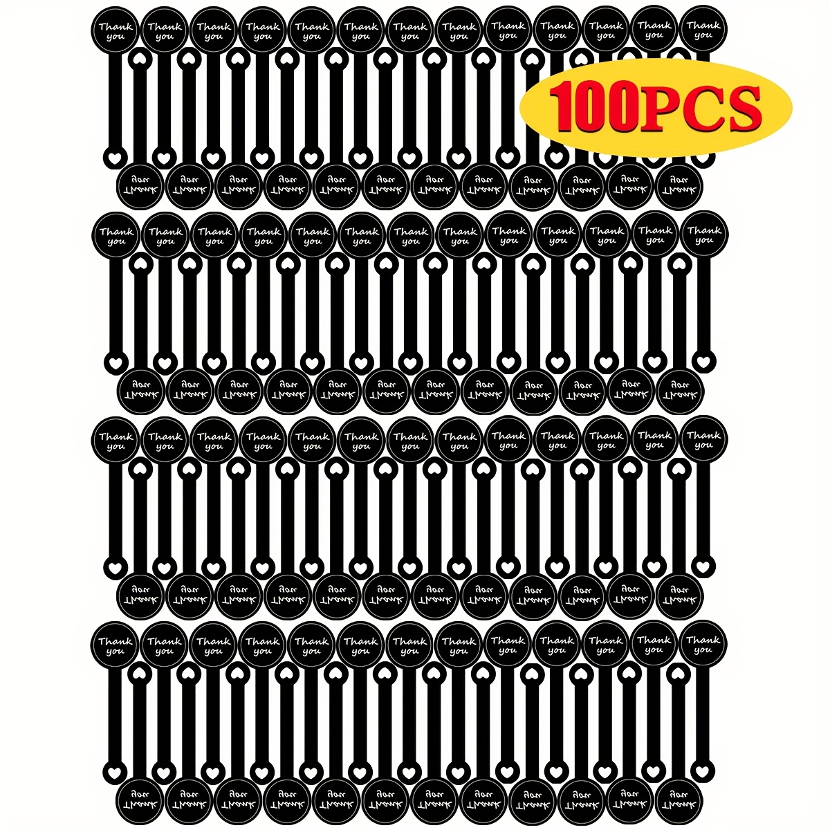 TEMU 100pcs Black Thank You Long Seal Stickers, Baking Packaging Box Label Stickers Self-adhesive Round, Suitable For , Handmade Products, Birthday