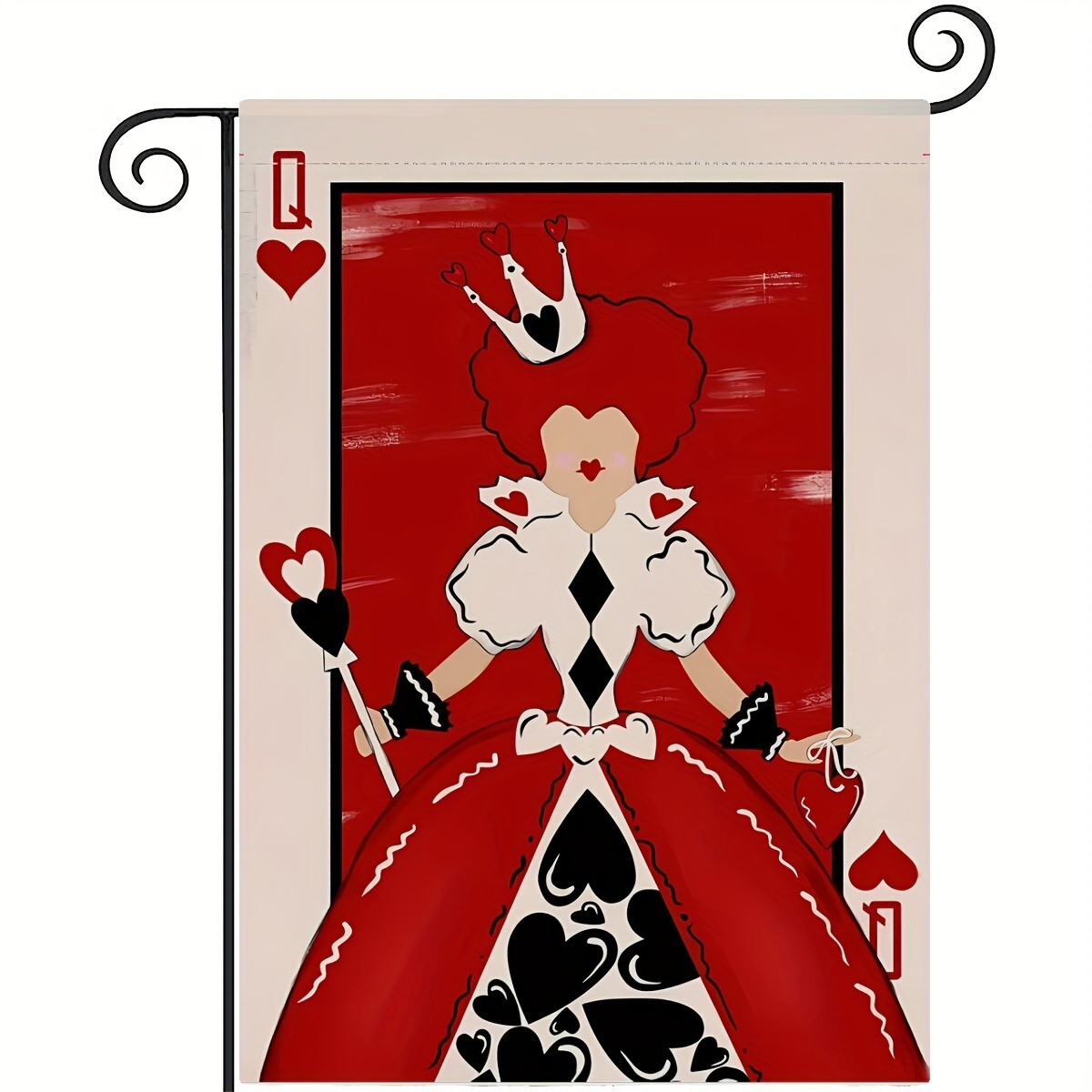 

1pc, Queen Of Hearts Picture Garden Flag Outdoor Farmhouse Lawn Courtyard Decoration Special Flag, Home Decor, Outdoor Decor, Yard Decor, Garden Decorations (no Metal Brace)