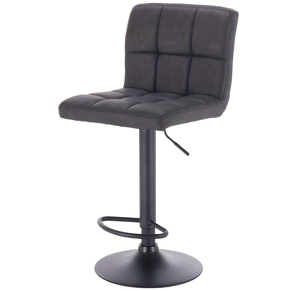 1pc Adjustable Height Swivel Bar Stool With Leather Backrest - Sleek Black Designer Bistro Chair With , & Kitchens, Home Bar Seating|modern Bistro Stool| Stool, Bar Stool Chairs