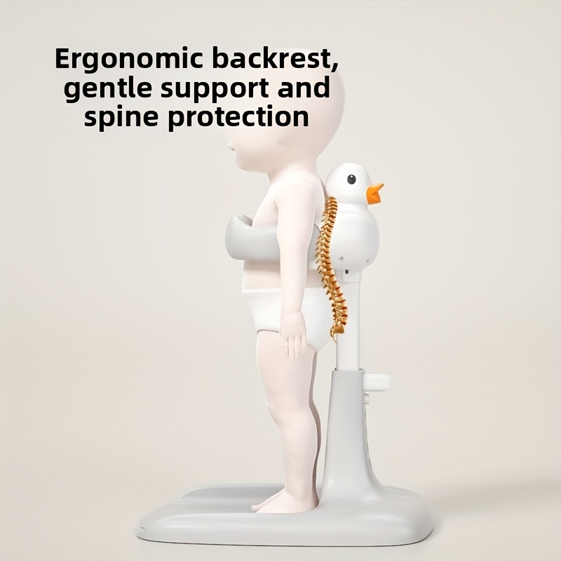 Adjustable and Foldable Bath Stand with Anti-Slip Base, Duck Design, PP Material for Ages 3 to 6 - Safety Bathtime Helper for