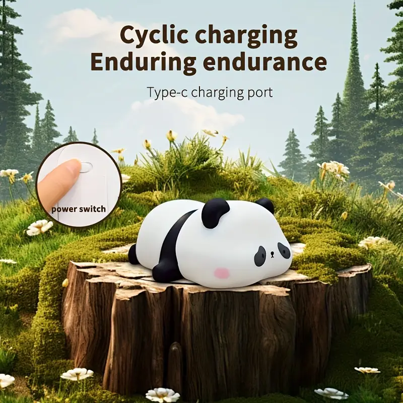 led cute lying bear night light adorable panda lamp desktop decoration     usb rechargeable   with a usb data cable perfect and fun for parties and easter gifts Product details 6