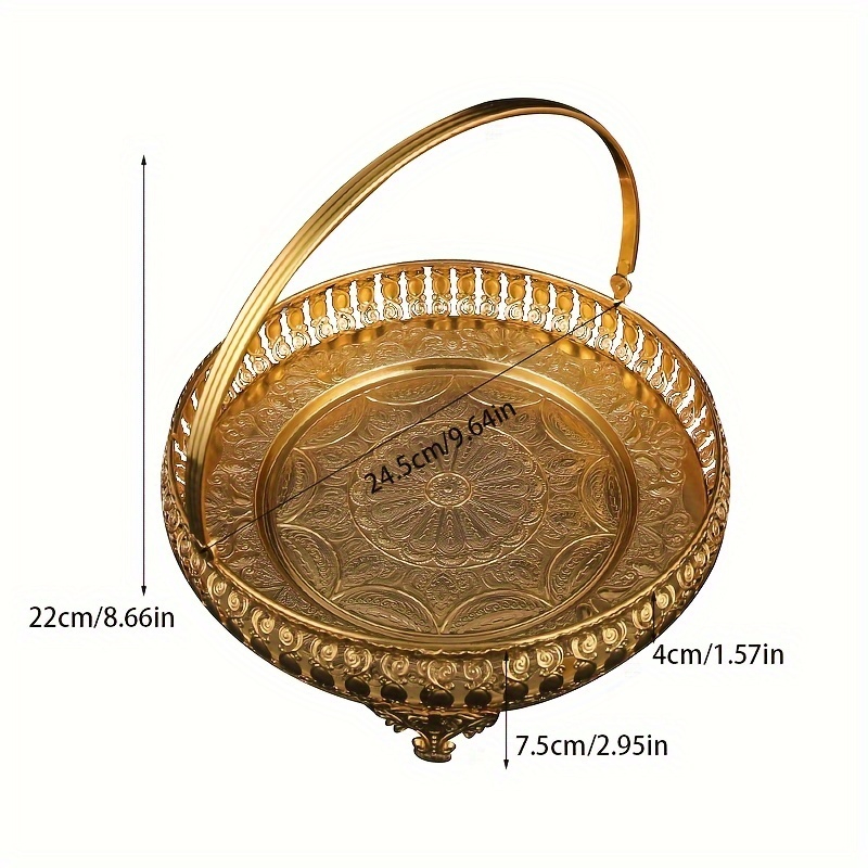Image of 1pc Creative Handheld Golden Tray, Fashion Decorative Storage Basket, Home Decoration Ornament, Bedroom Living Room Kitchen Additions, Room Decor Home Decor (non-food Contact)