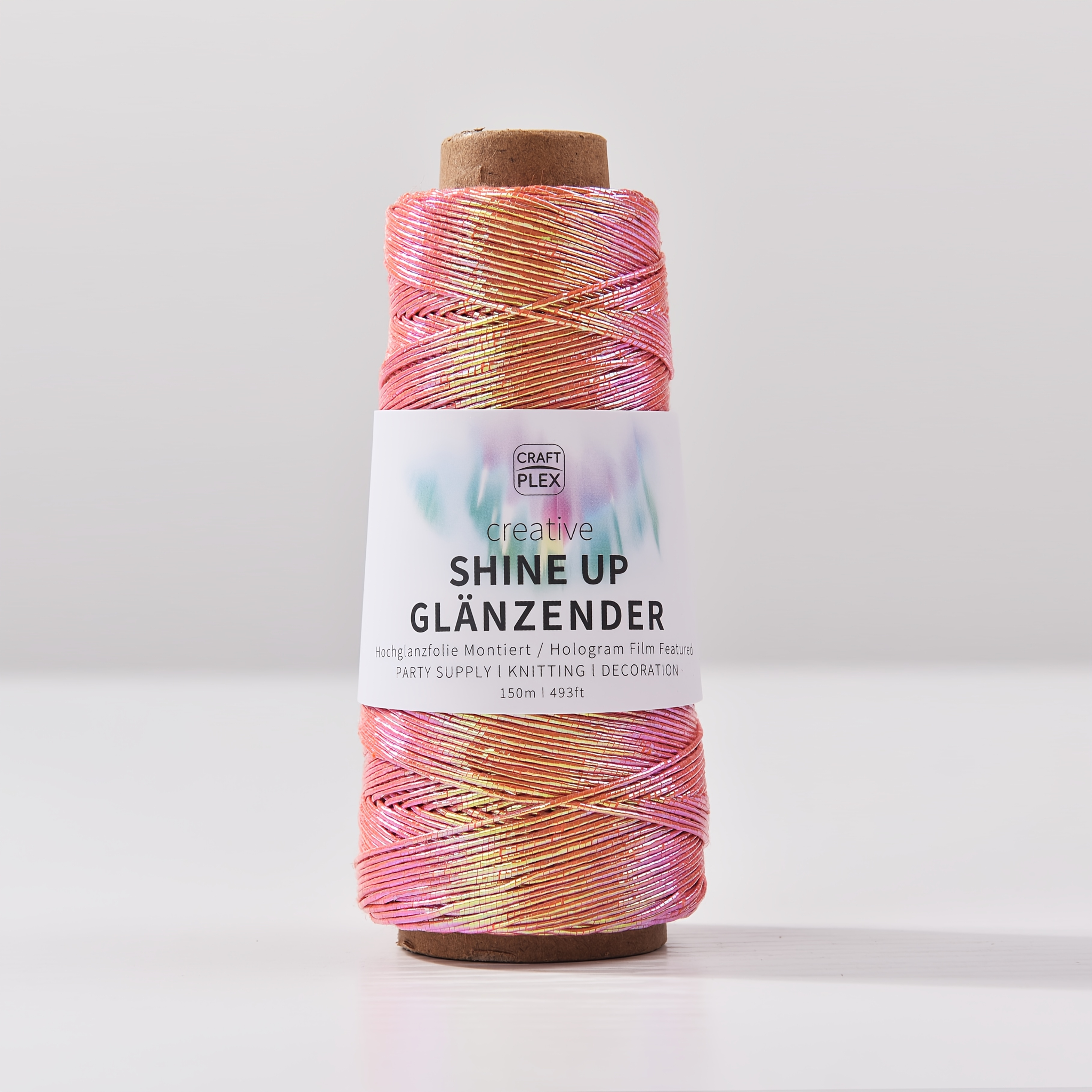 TEMU 1 mm helles & verträumtes Hologramm-Kernspinn-Garn, mehrere Farben erhältlich, 150 m pro Rolle, Häkelgarn, Faden für Schmuckverpackung