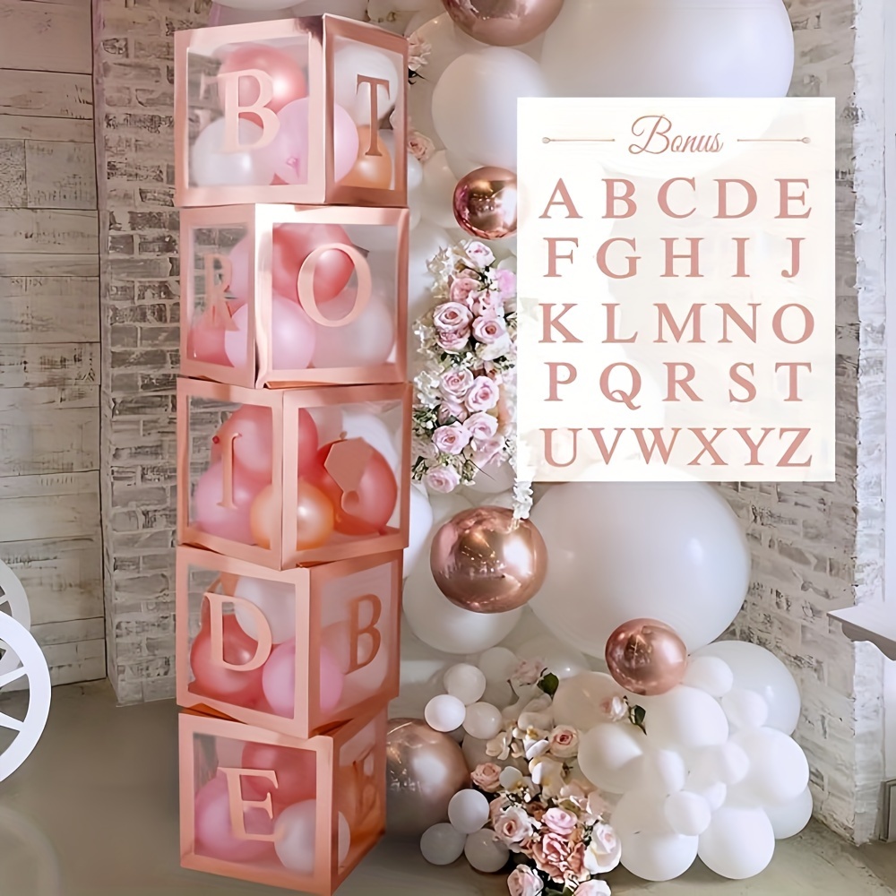 

Rose Gold Balloon Boxes With 52 Alphabet Letters - Perfect For Custom Names, Birthday Parties, Baby Showers, And Gender Reveals - No Battery Required