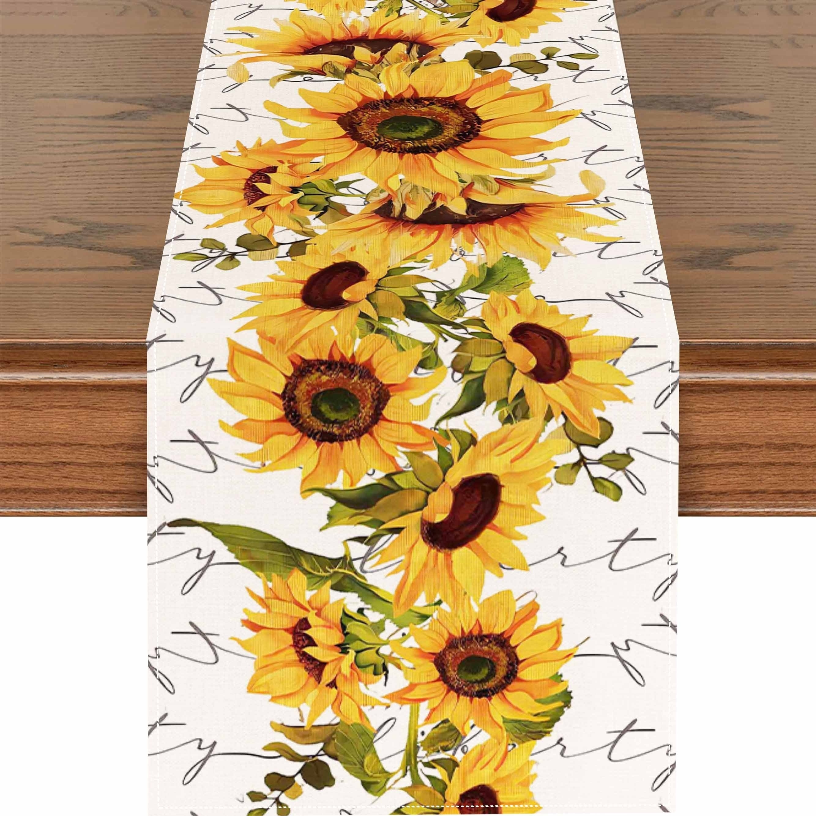 

Fall Sunflowers Polyester Table Runner - Thanksgiving Woven Floral Decor, Rectangle Farmhouse Indoor Outdoor Dining Tabletop Accent, Jit 1pc