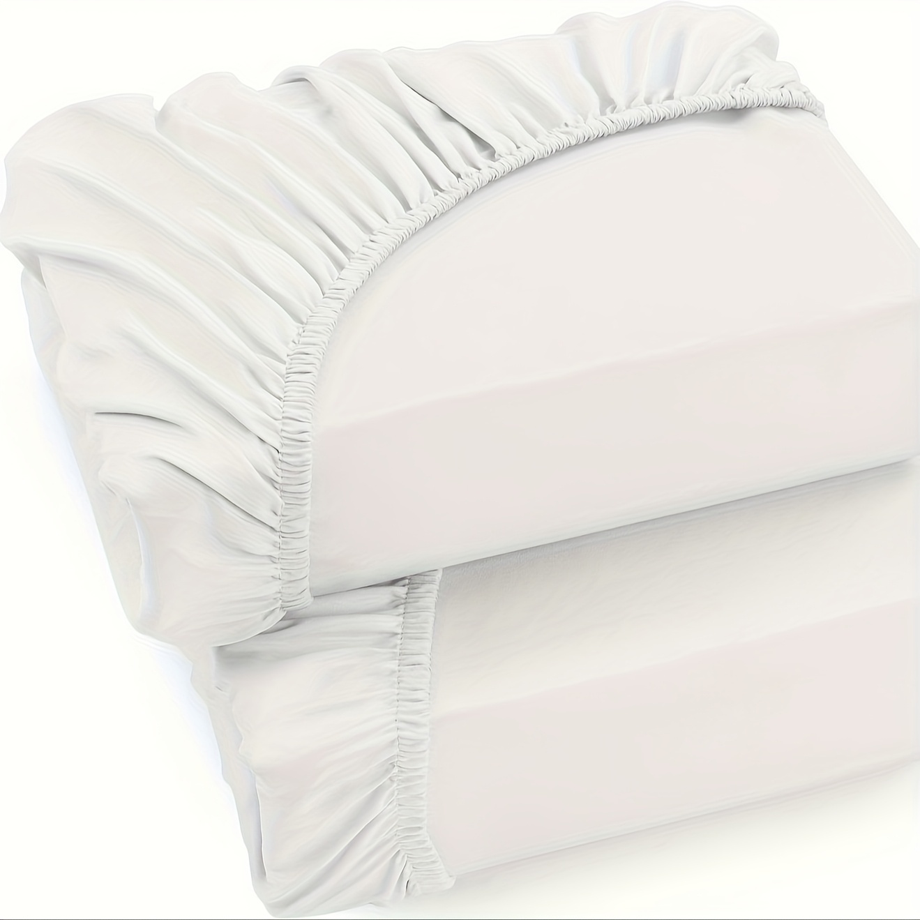 TEMU Pack Of 2 100% Cotton Jersey Fitted Sheet 130gsm, Full Cotton Fitted Sheet, 30cm Skirt, Hypoallergenic, Breathable Bed Sheet, Suitable For