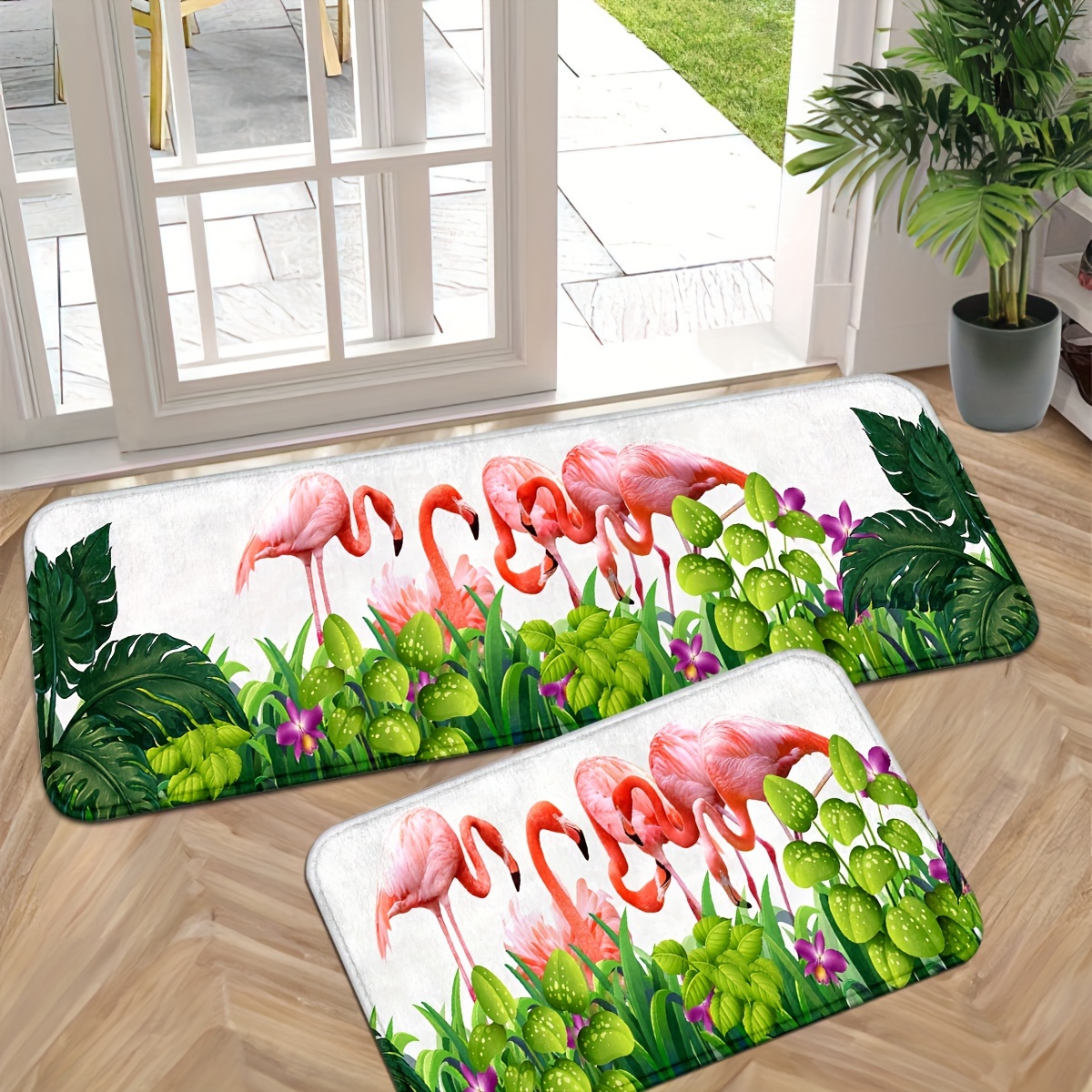 

Flamingo Doormat Set 1pc - Polyester Non-slip Absorbent Rug For Indoor Outdoor Use, Machine Washable Entryway Decorative Carpet - Lightweight, Dirt-resistant Bath Mat For Home, Patio, Kitchen, Bedroom