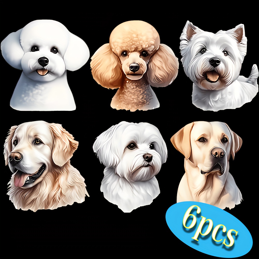 

6pcs Dog Iron-on Transfers, Vinyl Diy Decals For Clothing And Bags, Pet-themed Fashion Embellishments