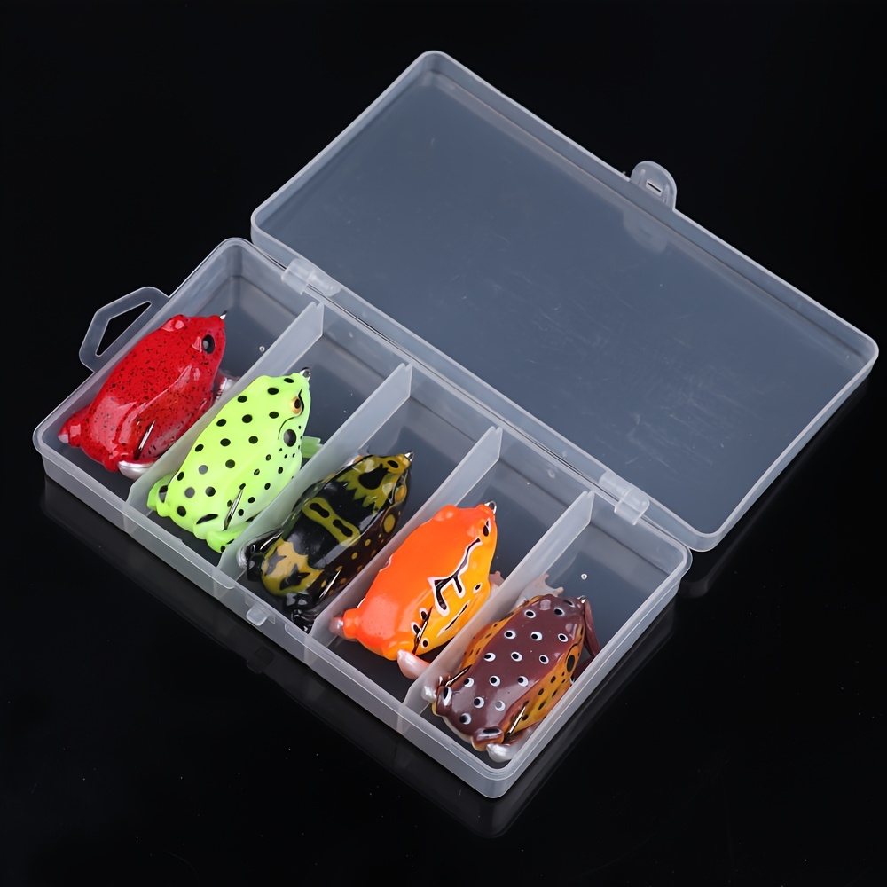 TEMU 5pcs With Box Frog Lure, Topwater Fishing Lures, Frog Lures For Bass Fishing, Top Water Frog Soft Swimbaits Fishing Lures For Bass Trout Pike