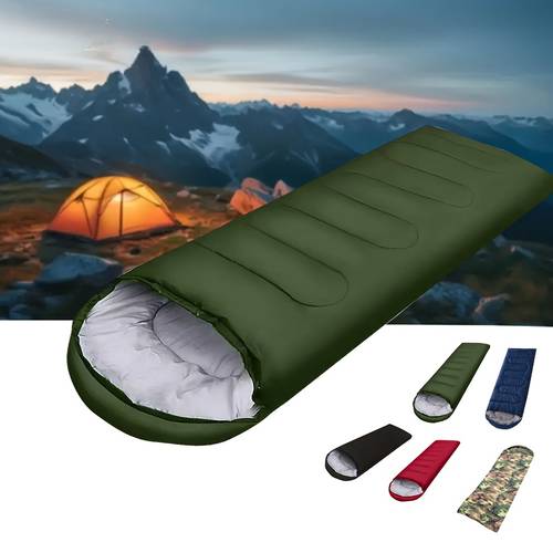 portable outdoor single person sleeping bag camping sleeping bag synthetic fiber insulation zipper closure suitable for adults winter autumn spring summer backpacking hiking camping mountaineering indoor outdoor use