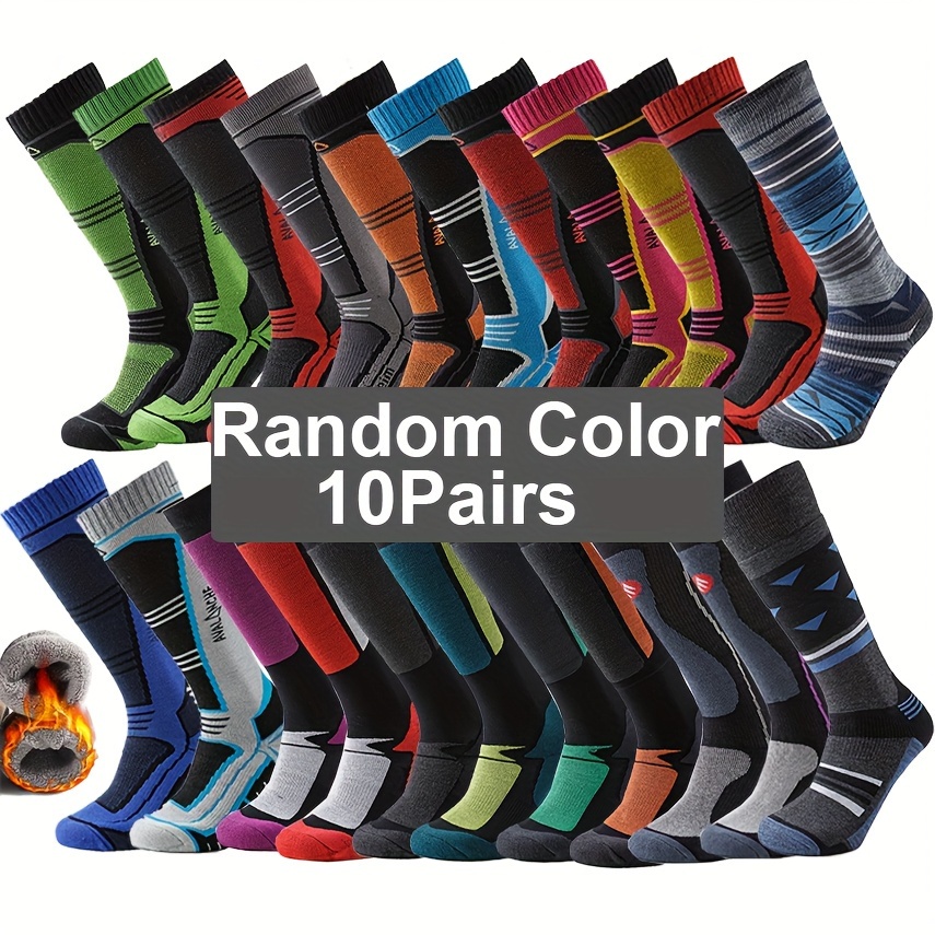 

10pairs Random Color Men Ski Socks Knee High Long Outdoor Full Terry Winter Warming Socks