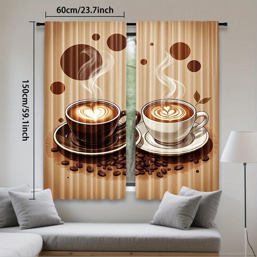 TEMU Set Of 2, Light Filtering For Art Abstract Print Curtains With Rod , Ideal For Bedroom, Living Room, Or Office, Great For Artistic And Holiday