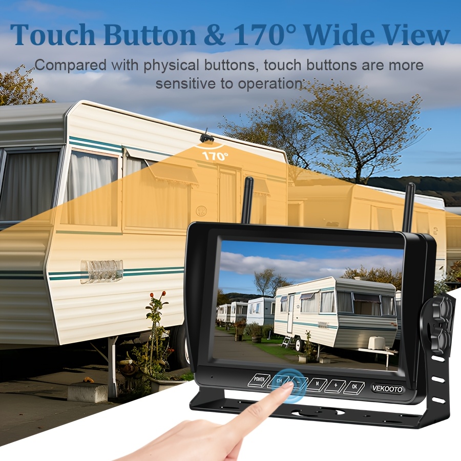   wf8 7 monitor with 1 2cam 1080p 7   monitor and rv backup camera wireless bsd system pre wired for   system recording   rear view camera clear night vision for trailer   truck Product details 8