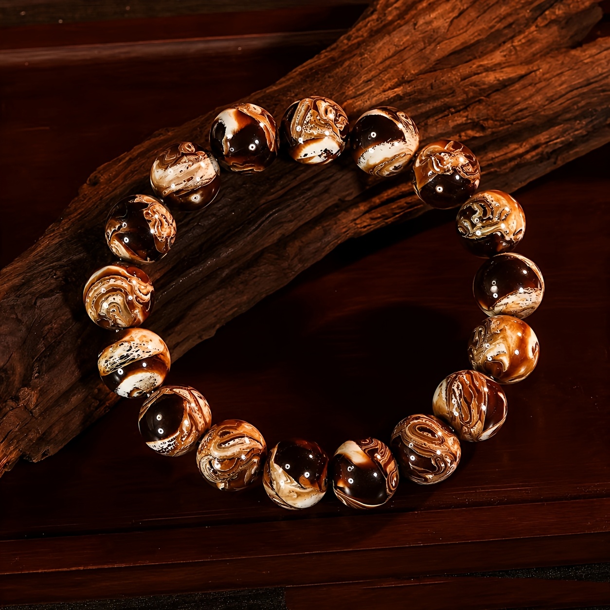 TEMU Boho Amber Kralen Armband Elastisch Vrouwen Dagelijks Cadeau