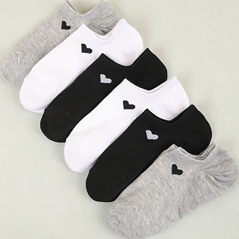 E-shop 6 Paar Damen Low-Cut Unsichtbare Socken mit Herz - Atmungsaktive, feuchtigkeitstransportierende Jahreszeiten, schweißabsorbierende