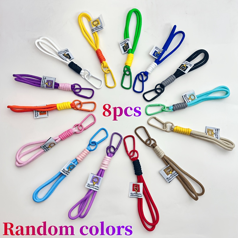 TEMU 8pcs Carabiner Lanyard Set, Color Block Phone Wrist Strap With Metal Hook, Detachable Unisex Couples Matching Additions For Smartphones, Keys,