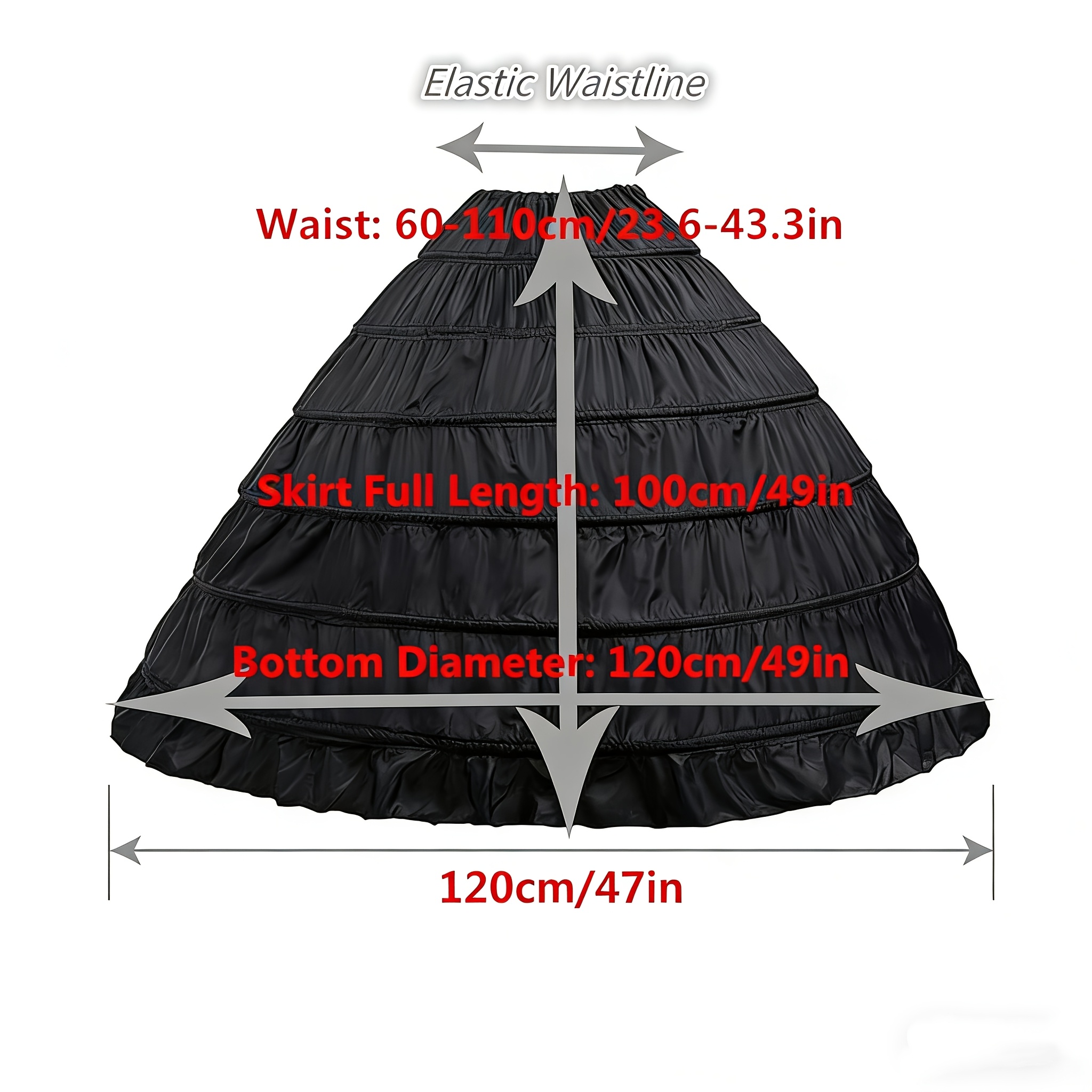 E-shop Schwarzer 6-Ringe Brautunterrock - Hochzeits- Abendkleid Crinoline