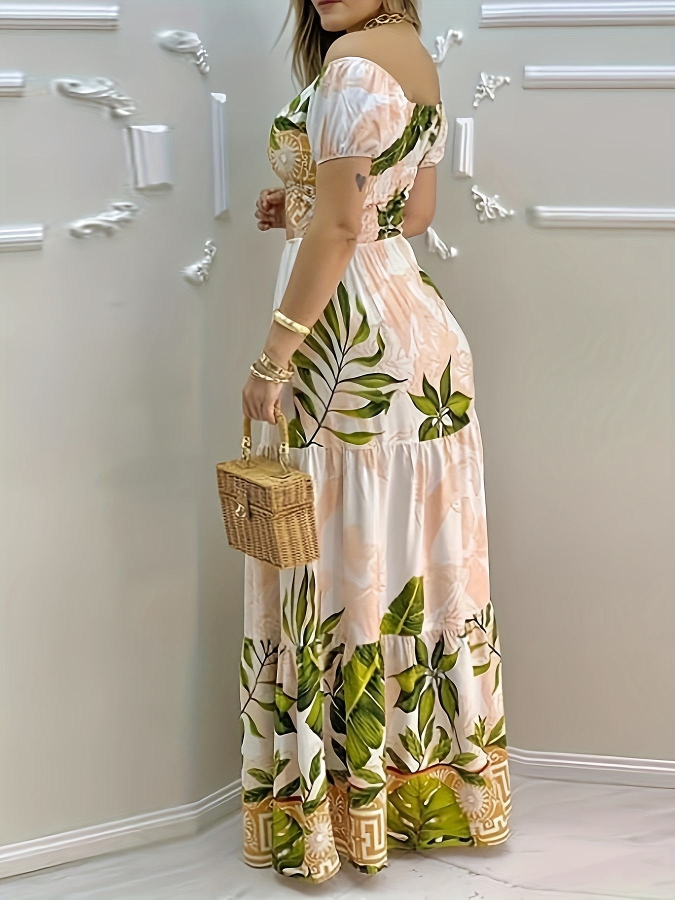 vintage off the shoulder dresses Green Velvet Off Shoulder Vintage Style Bridesmaid Dress, Tea Length Party  Dress Prom Dress cg18383