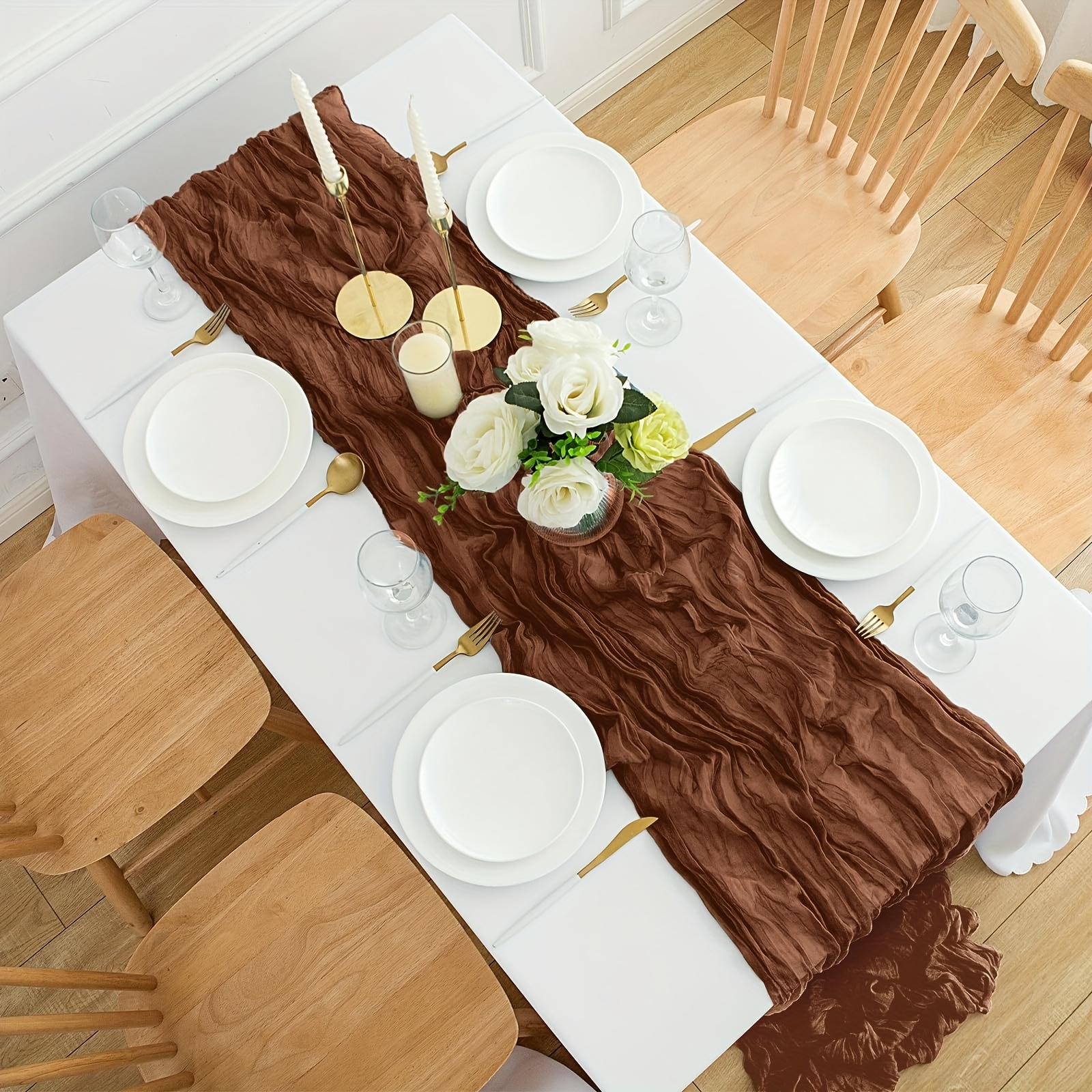 E-shop Käsetuch Tischdecke, Größe 35 x 118 Zoll (ca. 90 cm), Großpackung Käsetuch Tischdecke, Romantische Böhmische Transparente Stofftischdecke,