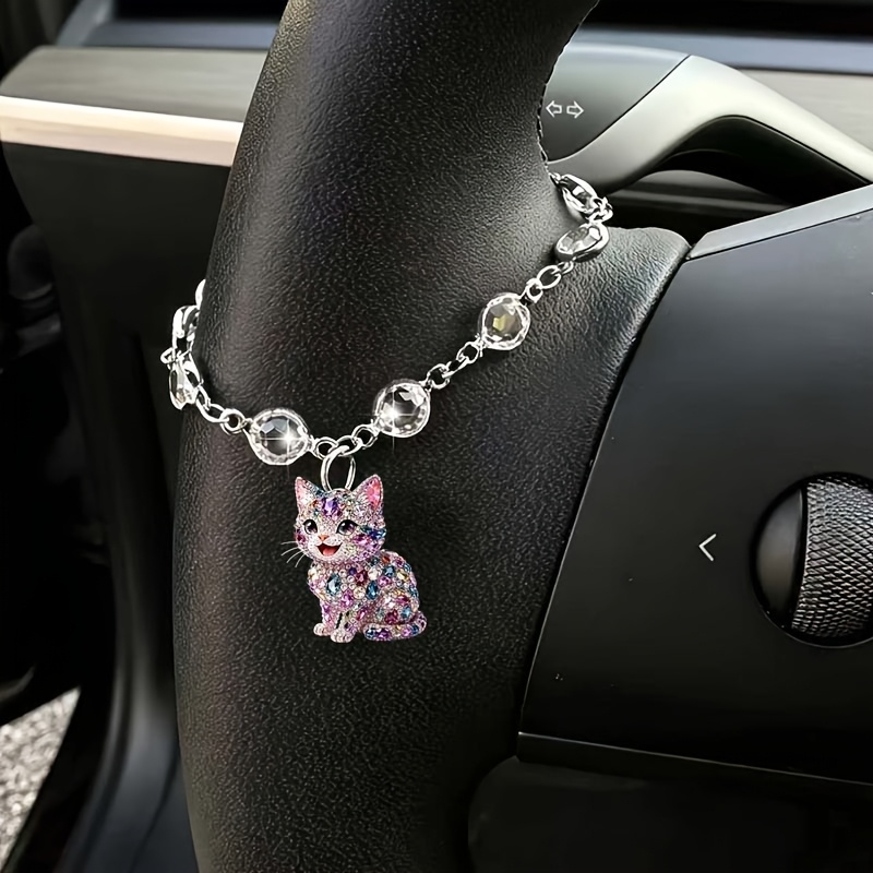 TEMU 1pc, Cat-designed Car Pendant, Car Steering Wheel Decoration, Car Ornament, Fashionable, Exquisite And Elegant, Interior Decoration, Gifts For , Small Party Gifts, Festival Gifts