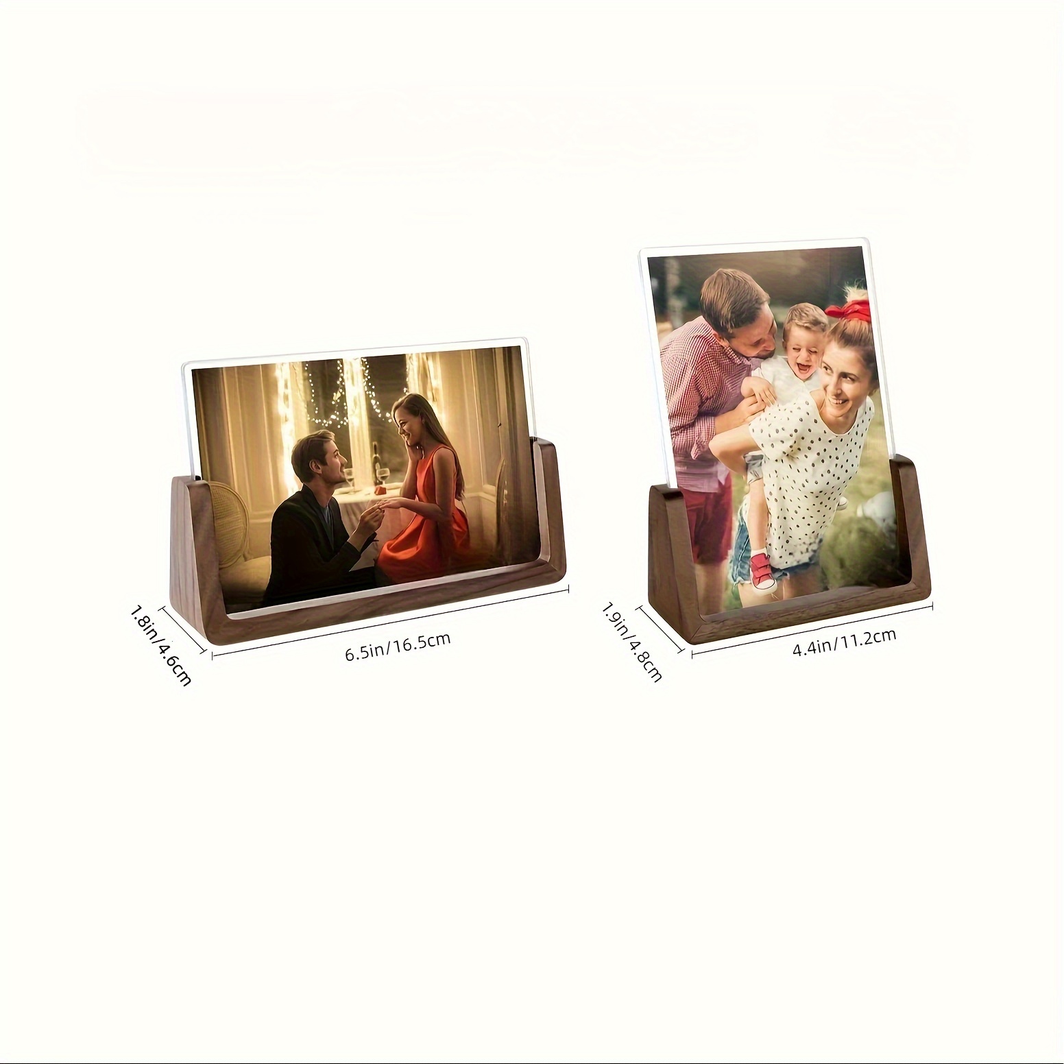 2 pack u shaped light   collage picture frame with solid wood base clear acrylic photo holder display fits 4x6 inch photos   6 14 details 0