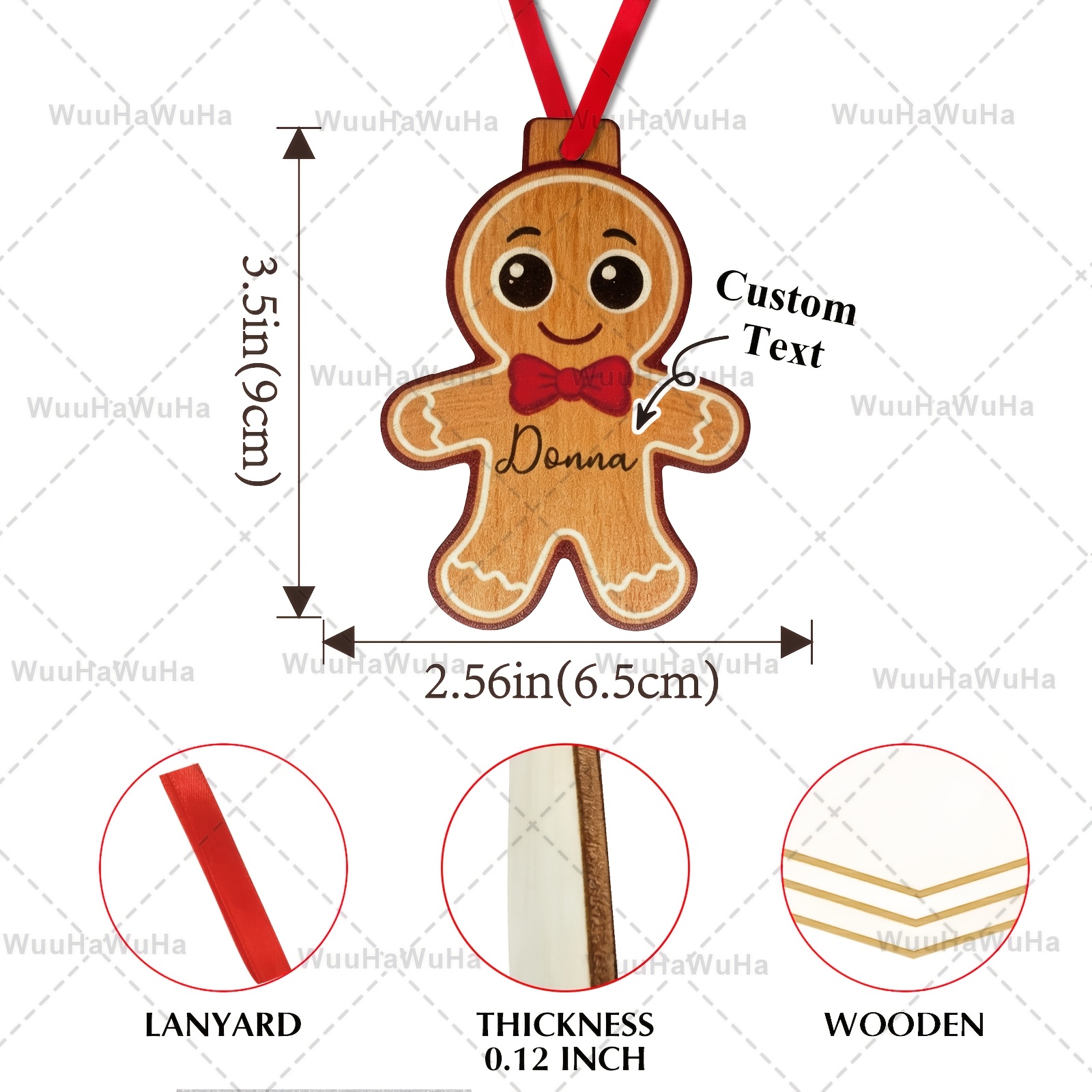 TEMU 1pc Personalized Christmas Gingerbread Man Ornament, Name Customization, Christmas Tree Decoration, New Year Hanging Ornament, Home Holiday