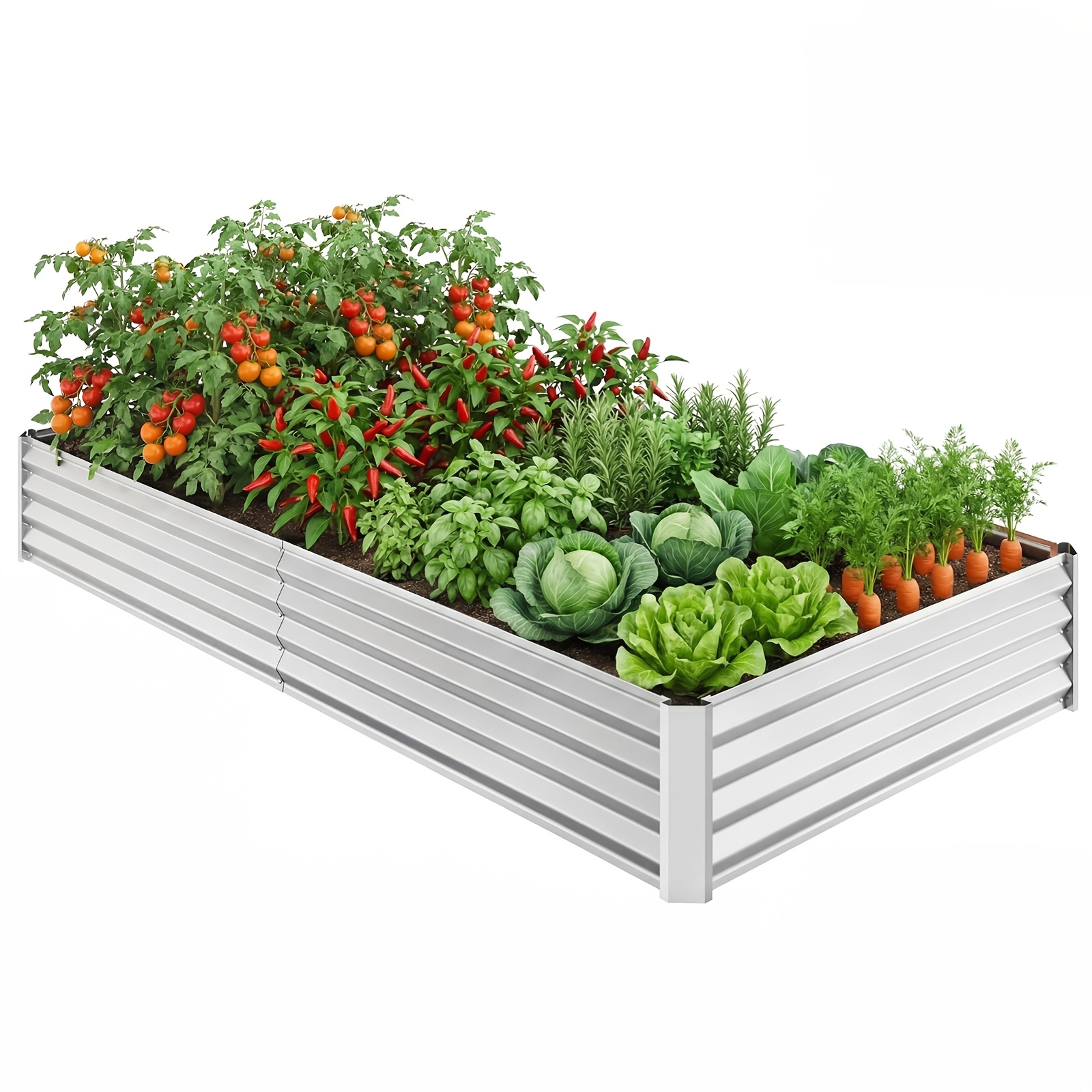 TEMU Tomnk 1pc Galvanized Raised Garden Bed, 6x3x1ft, Metal Planter Box For Outdoor Planting Of Flowers, Plants, Vegetables, And Herbs - Rust-proof,